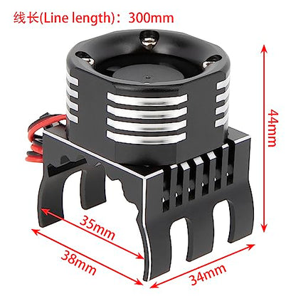 DKKY RC Motor Cooling Fan Heatsink 21000RPM 36mm for Traxxas TRX4 TRX6 Axial SCX10 540 550 1406 1410 1415 1412 Motor (Black) - style: Black