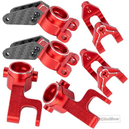 RC Upgrades Part for 1/10 Gorgon 2WD RTR Brushed Monster Truck(ARA3230T1),Aluminium Alloy Suspension Arms & Caster Block C Hub & Steering Blocks & Rear Stub Axle Carriers,Red - color: Red(1set)