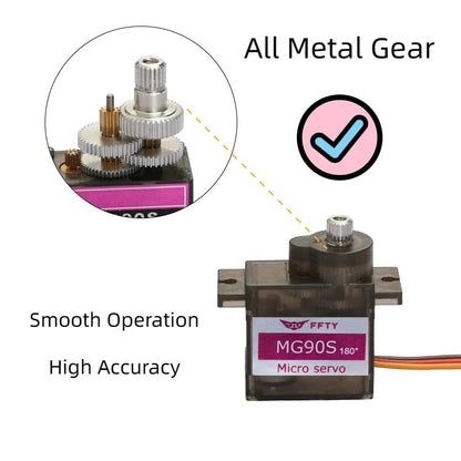10 Pcs MG90S Servo Motor-Metal Gear 9g Micro Servo for RC Car Robot Helicopter, Mini Servos for Arduino Project(10pcs MG90S) - style: 10pcs mg90s