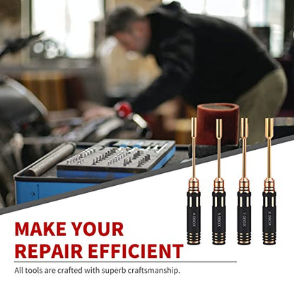 Hex Nut Screw Driver Set Titanium Nitride Coated Repair Tools Kit，4.0mm 5.5mm 7.0mm 8.0mm RC Multi-rotors Model Screwdriver Tool Kits (4PCS)