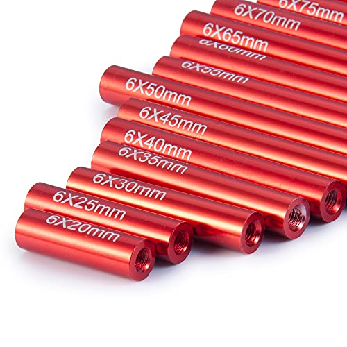 Que-T 17pcs 20-100mm Metal Linkage Pull Rod Kit for 1/10 RC Axial SCX10 Rock Crawler Car Upgrade Parts (Red) - color: Red