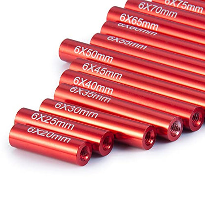 Que-T 17pcs 20-100mm Metal Linkage Pull Rod Kit for 1/10 RC Axial SCX10 Rock Crawler Car Upgrade Parts (Red) - color: Red