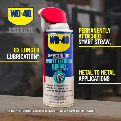 WD-40 Specialist White Lithium Grease, New Bigger Can, 13.3 OZ [1-Pack] | Heavy-Duty Grease for Chassis & Suspension, Heavy Equipment, Industrial Strength for Automotive, Construction & Industrial - size: 1-pack