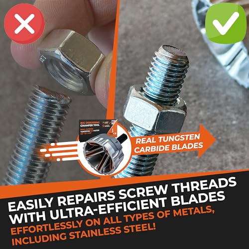 THORVALD Big Deburring External Chamfer Tool with Tungsten Carbide Blade - Deburr Tool for All Thread, All Metal Rod, Pipe, PVC - 1/2" to 1-3/8" Diameter (12~35mm) - User Guide + Tutorial Video - style: 1X Big Deburring Tool