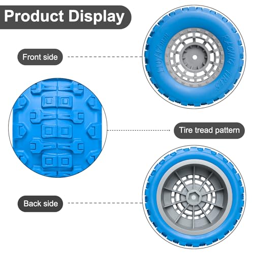 Pre-Glued 12mm Hex RC Wheels and Tires for 1/10 RC Short Course Truck, 4PCS | Compatible with 1/10 Arrma Senton Traxxas Slash Axial Losi Axial Redcat - color: Blue Tires+ Gray Wheels