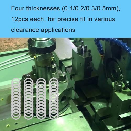 M6×8mm 304 Stainless Steel Shim Washers, 48-Piece Fine-Tuning Spacer Set | Four 0.1/0.2/0.3/0.5mm thickness options for accurate clearance adjustment, CNC alignment, small machinery and DIY repair - size: M6x8