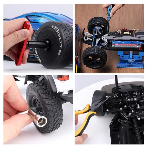 RC Car Tool Kit - Screwdriver Set (Flat, Phillips, Hex), Pliers, Wrench, Repair Tools for Quadcopter Drone Helicopter Airplane, Accessories Compatible with Traxxas RC Cars Trucks Models - 12pcs