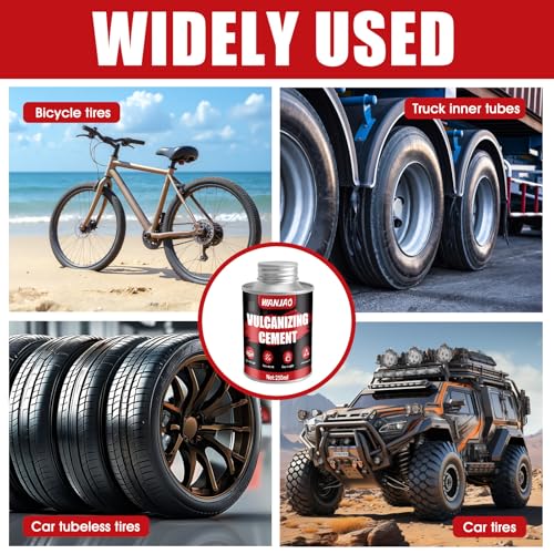 250ML Rubber Cement Tire Repair Strong Adhesion Waterproof | Rubber Cement Glue With Brush Fast Curing Easy to Use and Flexible Repair for Automotive Industrial Home Repairs