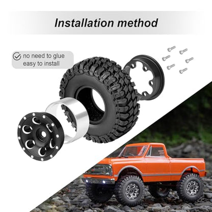 HobbyPark 1.0 Beadlock Wheels for TRX4M AX24 SCX24 FCX24 Enduro24 1/18 1/24 RC Crawler Car (Style C with Tires) - style: Style C with Tires