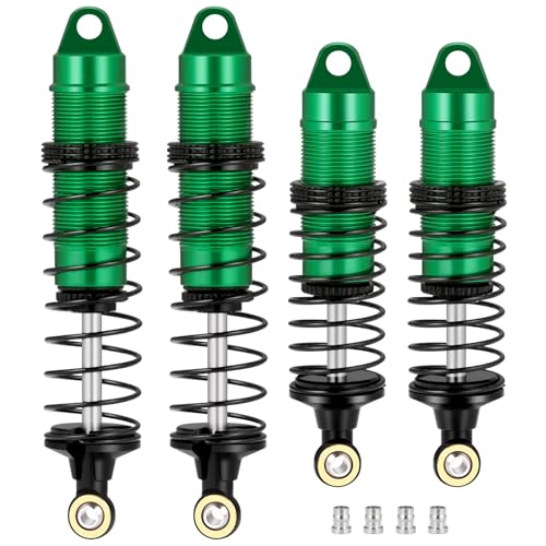 4Pcs Aluminum Front & Rear Shock Set RC Dampers，Green + Black | Upgrade Parts, For Losi 1/16 Mini-B, For Losi 1/18 Mini-T, RC Car Buggy - color: Green + Black