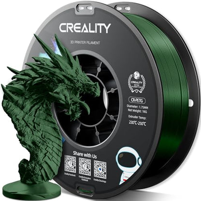 Official CREALITY PETG 3D Printer Filament 1.75mm 1KG (2.2lbs) ArmyGreen | High Precision Strong Toughness, Odorless Better Flow Moistureproof 3D Printing Ender Filament - color: Petg-1kg Armygreen, size: 1.75 mm