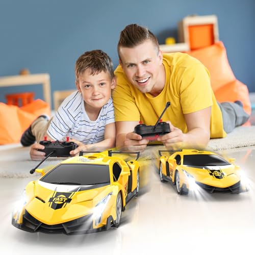 Growsland Remote Control Car, RC Cars for Kids 1:18 Electric Toy Car Hobby Racing Car Toys with Lights & Controller, Christmas Birthday Gift for 3 4 5 6 7 8 9 Year Old Boys Girls - color: Yellow
