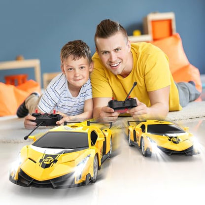 Growsland Remote Control Car, RC Cars for Kids 1:18 Electric Toy Car Hobby Racing Car Toys with Lights & Controller, Christmas Birthday Gift for 3 4 5 6 7 8 9 Year Old Boys Girls - color: Yellow