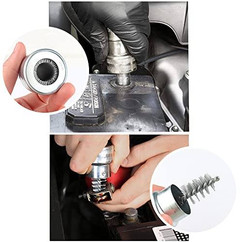 12 in 1 Battery Terminal Cleaner Kit - Must Have Tool Best for Extend Car Marine Battery Life with 10PCS Fiber Washers Protector and 2PCS Cleaning Brush