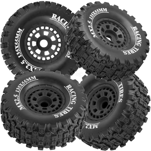 RC Short Course Wheels and Truck Tires for 1/7 1/8 RC Buggy Truck Car ARRM A Mojave 6S TRAXXA UDR,Off-Road Tire w/RC Wheels Hex,17mm Hex RC Tires RC Wheels(135X55) 4PCS Black - color: Black/Rc Wheel