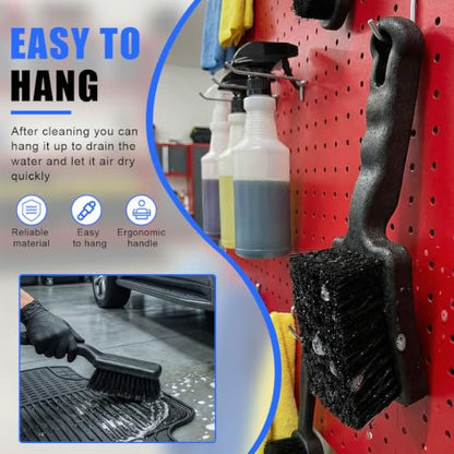 Car Wheel Wash Brush, Soft Bristle Non-Scratch Automotive Tire Cleaning Brush with Short Handle, Universal Vehicle Rim Detailing Tool Accessories for RV, SUV, Truck, Motorcycle(1PC) - size: 1PC