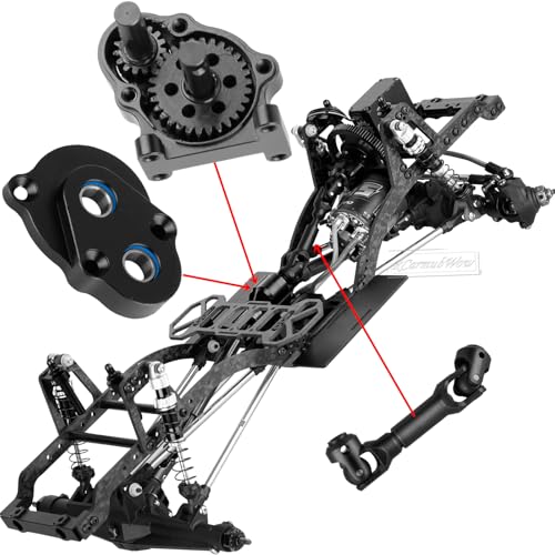 RC Front Mounted Transmission LCG Carbon Fiber Chassis Kit Upgrades Part for 1/10 RC Crawlers SCX10 SCX10 II Capra 1.9 UTB and Other DIY Builds,Carbon Fiber Chassis &Alloy Gearbox,Black - color: Black(1set)