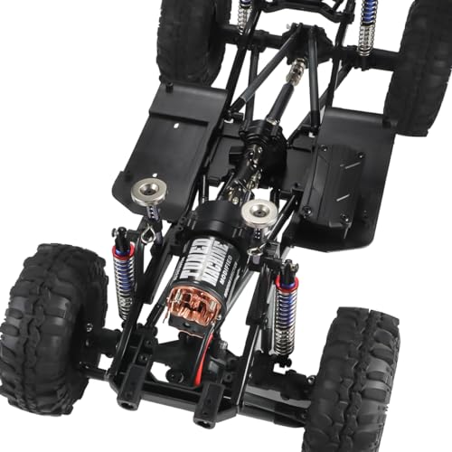 Metal Front Planetary Gearbox Transfer Case Transmission Drive Shaft Skid Plate Set for 1/10 RC Rock Crawler SCX10 II 90046 Chassis Metal Prefixal Gearbox Upgrade (Black) - color: Black