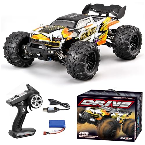 1/16 Brushless Fast RC Car for Adults, Top Speed 43mph Electric Off-Road RC Monster Trucks, 4X4 Remote Control High Speed RC Car for Hobby Toy Gifts (Orange) - color: Orange