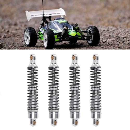 Aramox RC Shock Absorbers, 59mm Threaded 18 Adjustable Shock Absorbers Oil Damper for 1/18 RC Crawler Silver