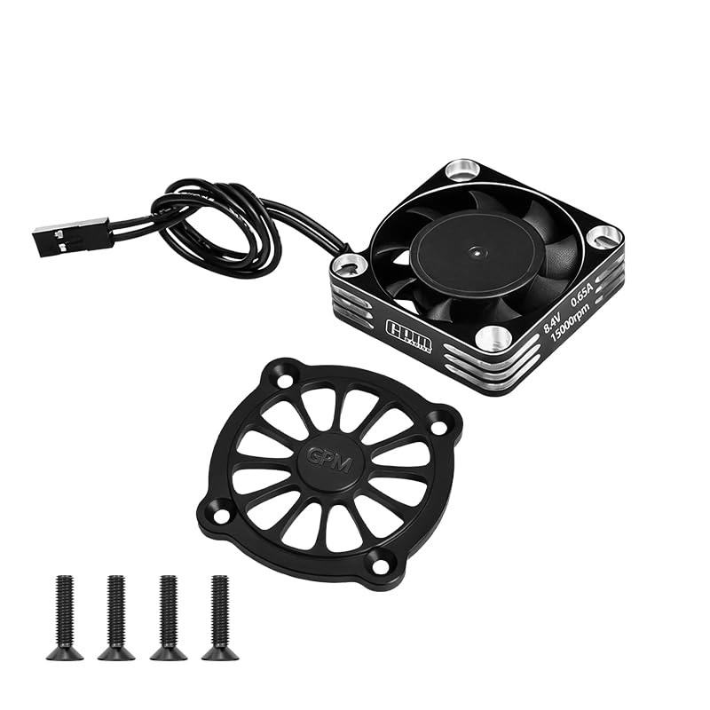 GPM Racing 7075 Alloy Motor Heatsink with Metal Frame Cooling Fan and Protective Cover for ARRMA 1/10 2WD Gorgon 4X2 Mega 550 Brushed Monster Truck RTR/RTAS/KIT - color: Black