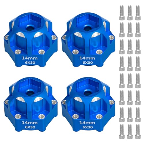 LRFHL 1/10 6x30 to 14mm Hex Adapters for 1/10 Proline Arrma Senton Granite | 20mm Thickness, Aluminum Wheel Hex Hub Adapter Upgrade Parts, Blue - color: Blue 14mm