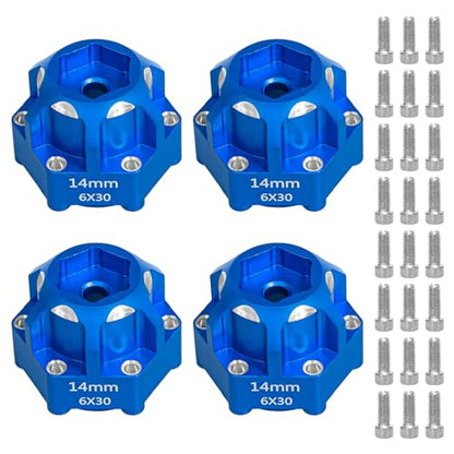 LRFHL 1/10 6x30 to 14mm Hex Adapters for 1/10 Proline Arrma Senton Granite | 20mm Thickness, Aluminum Wheel Hex Hub Adapter Upgrade Parts, Blue - color: Blue 14mm