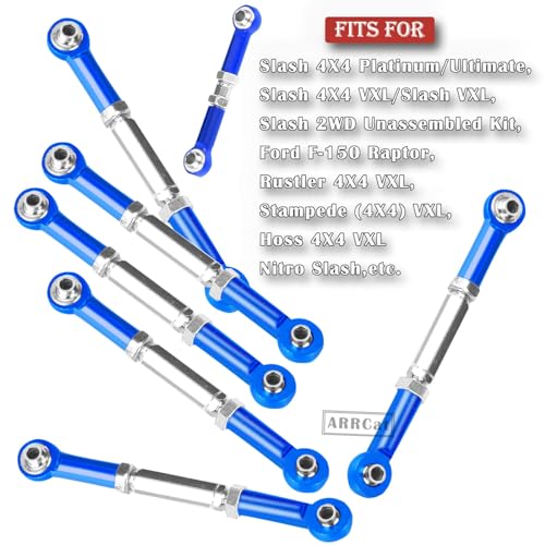 Upgrade Parts Turnbuckles Camber Links for 1/10 Slash 2WD 4X4/Rustler 2WD 4X4/Hoss 2WD 4X4/Stampede 2WD 4X4 RC Truck, Aluminum Adjustable Turnbuckles,Replace 3644 3745 1935,Navy Blue