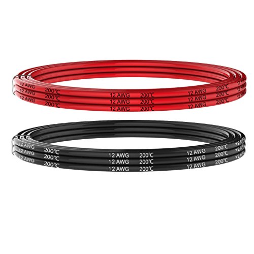Electrical Wire 12 AWG 12 Gauge Silicone Wire Hook Up Wire Cables 20 Feet [10 ft Black and 10 ft Red] Soft and Flexible 680 Strands 0.08 mm of Tinned Copper Wire High Temperature Resistance - size: 2 Colors each 10FT, style: 12AWG