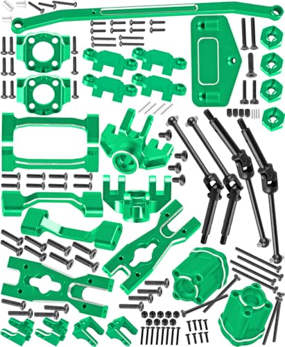 RC Upgrades for L0S1 1/18 Mini LMT 4X4,Driveshafts,Servo,Body Mount,Upper&Lower Shock Mount,Side Panel Crossbar,Rear Cup,Steering Cup&C Hub,Steering Links,Shock Strengthen Mount,Green - color: Green(1set)