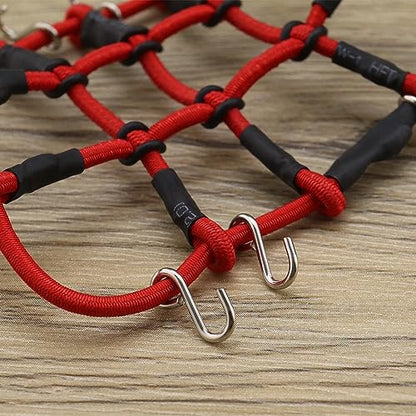 SING F LTD Remote Control Car Roof Cargo Net Compatible with Axial Gladiator Bronco 1/24 RC Crawler Elastic Car Accessories with Hooks 6.5 * 8CM, Red - color: Red