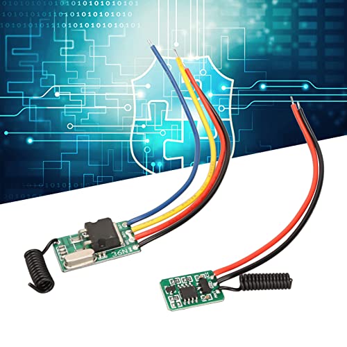 RF Remote Control Switch Kit, Including DC6V to 36V Receiver and DC5V to 24V Transmitter Mini RF Switch Contactless Small PCB Board 433MHz for Wall Floors Doors