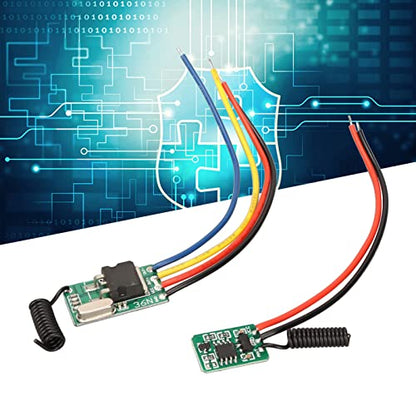 RF Remote Control Switch Kit, Including DC6V to 36V Receiver and DC5V to 24V Transmitter Mini RF Switch Contactless Small PCB Board 433MHz for Wall Floors Doors