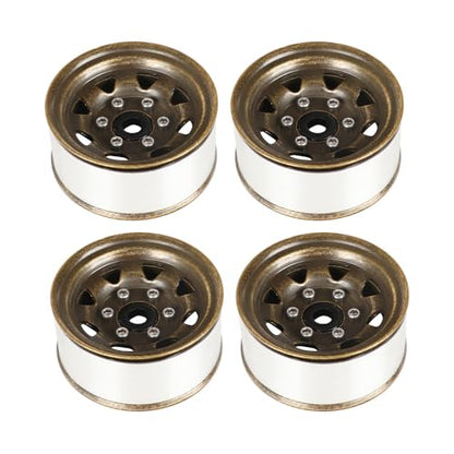 4PCS 1.55 inch Aluminum Metal Beadlock Wheels Rim Rubber Tires Set Replacement for 1/10 RC Crawler Car for D90 TF2 Tamiya CC01 CC02 LC70 JIMNY Axial AX90069 Upgrade Parts(Bronze) - color: Bronze