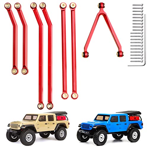 High Clearance Chassis Links Front 4 Links Set for SCX24 Gladiator AXI00005 Axial 1/24 RC Crawler Car Upgrades, 8pcs (Red) - color: Red