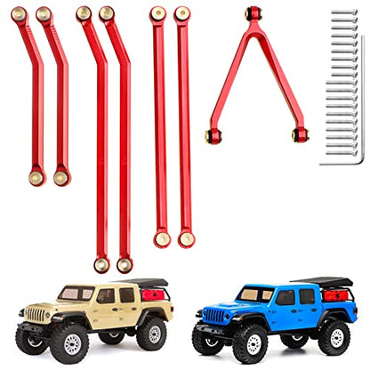 High Clearance Chassis Links Front 4 Links Set for SCX24 Gladiator AXI00005 Axial 1/24 RC Crawler Car Upgrades, 8pcs (Red) - color: Red