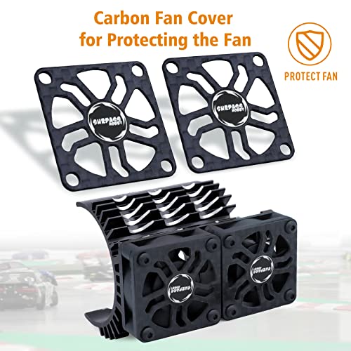 Surpass Hobby 30mm RC Car Cooling Fan 27000RPM Motor Heatsink with Metal Heatsink for 1/7 1/8 RC Car Diameter 40-42mm Brushless Motor - style: Black