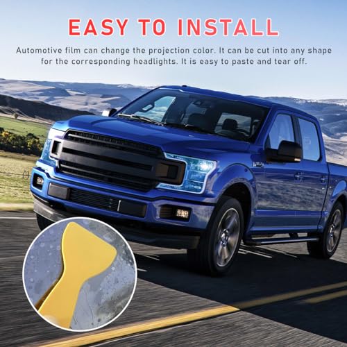 povtii Tint Vinyl Film Sticker Sheet Roll for Car Headlight, 12×48 Inch Auto Taillight Vinyl Wrap Film, Self Adhesive Fog Light Vinyl Film with Squeeze & Cutter, Car Accessories (Dark Blue) - color: Dark Blue