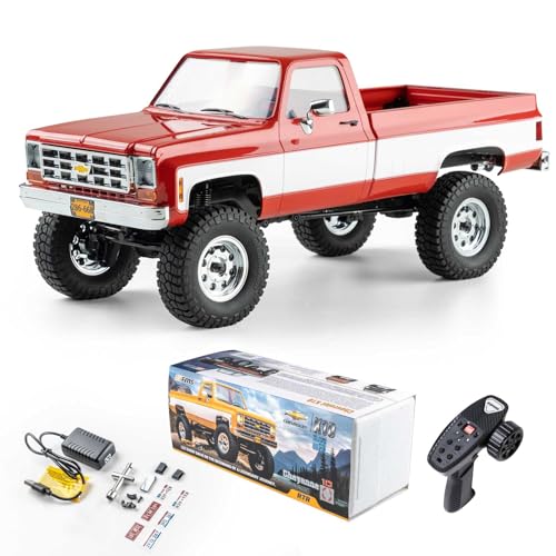 FCX18 FMS 1/18 Chevrolet K10 RC Truck, Officially Licensed 4WD RC Crawler 2 Speeds Switch with LED Lights, Off-Road RC Model for Adults (Red) - color: Red