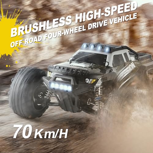A ALPHA Brushless RC Monster Truck with Metal Drivetrain & ESP Stability, Upgrade-Free 1/12 4WD RC Truck Built for Repeated High-Speed Runs