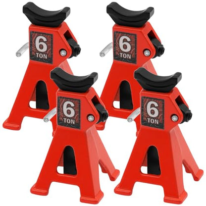 4Pcs ShareGoo 1/24 RC Scale Toy Decoration Metal RC Mini Toy Jack Stands Simulation Compatible with 1/18 1/24 RC Crawler SCX24 AX24 TRX4M FCX24 RC Crawler Car (Red) - color: Red