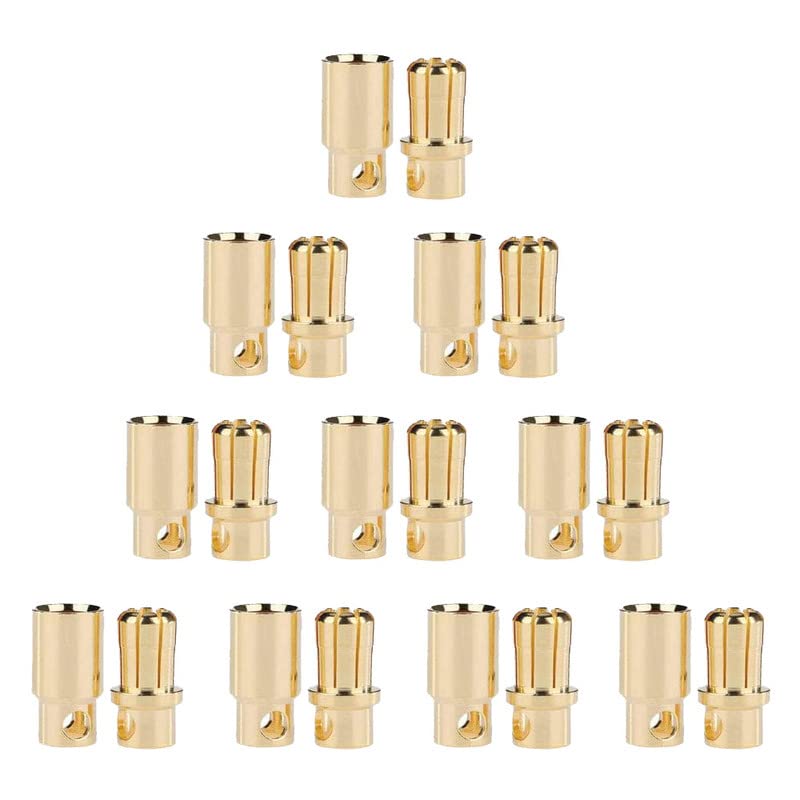 10 Pairs Gold-Plated 8MM 8.0MM Banana Plug Bullet Male and Female Connector Adapter for RC Lipo Battery ESC Motors (8.0MM) - size: 10Pairs 8.0MM