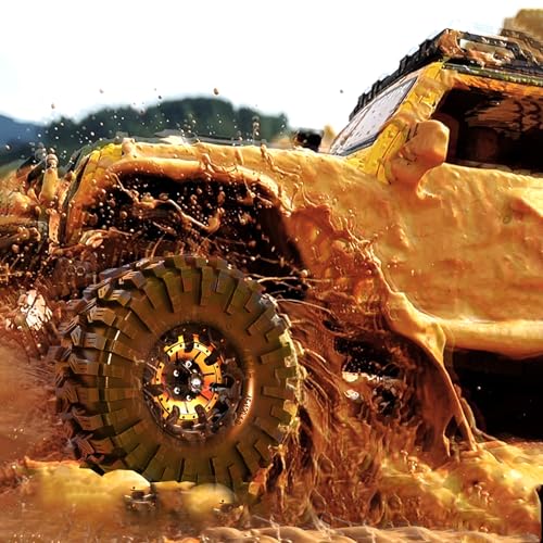 REDSPIDER Aluminum 1.9 Beadlock Wheels and Tires Set（4PCS）1.9 Wheels All Terrain Tires OD 4.72''.for 1/10 Scale Rock Crawler Car Axial SCX10 SCX10 II III 90047 D90 TF2 Tamiya CC01 TRX4 TRX6 (Gold) - color: Gold