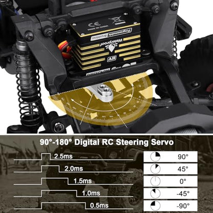 HobbyPark Waterproof 45kg High Torque Servo Brushless Motor 8.4V HV Servo Metal Gear Digital Servo Stainless Steel Gear for RC Crawler RC Car RC Truck RC Buggy Control Angle 180° 0.08sec 2BB