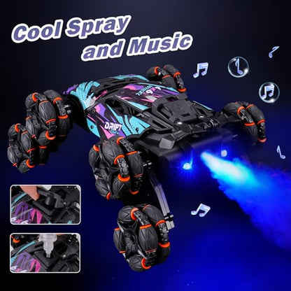 Cool 8 Wheels Hand Controlled RC Stunt Car Toys, Xmas Gifts and Birthday Presents for Kids, Gesture Sensing Remote Control Cars for Boys Age 6 7 8-10 11 12 Year Old - color: Purple