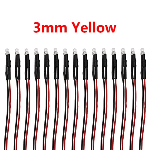 15PCS HIRCQOO RC Car 3MM & 5MM Pre Wired Led Light Emitting Diodes 12V Mini Single Led Bulbs Compatible with Traxxas TRX-4 TRX-6 Axial SCX10 90046 1/10 RC Crawler Car Truck DIY Parts (3mm,Yellow) - size: 3mm,Yellow