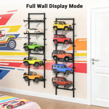 Wall Mount＆Floor RC Car Display Stand, 5 Tier Adjustable RC Car Rack | for Crawler Trucks Workstation,RC Storage Shelf for RC Model Cars 1/6 1/10 1/12 1/24 1/18 Fcx10 Fcx24 Fcx18 Scx24 Scx18 Scx10