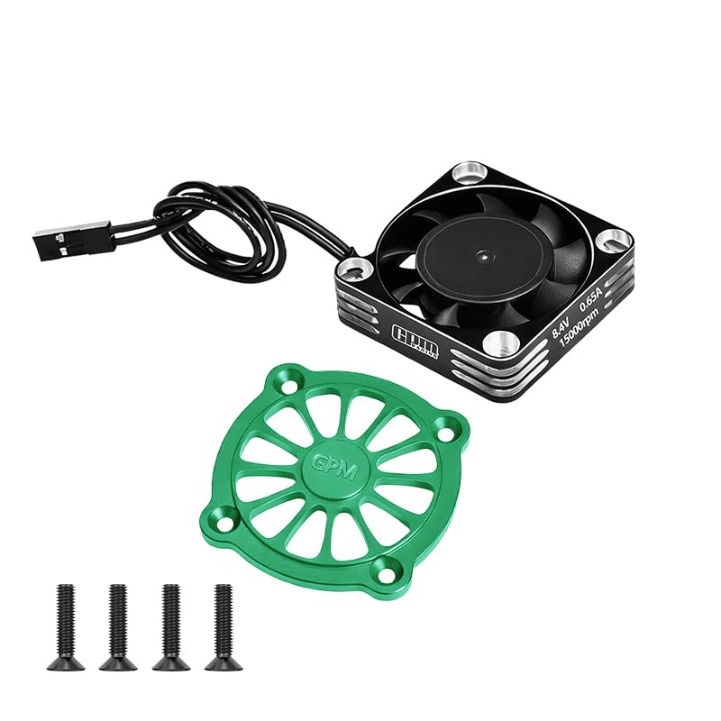 GPM 7075 Alloy Motor Heatsink with Metal Frame Cooling Fan and Protective Cover for ARRMA 1/10 2Wd Gorgon 4X2 Mega 550-Ara3230 - color: Green