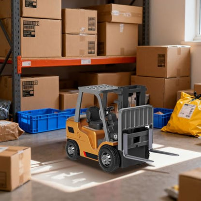 1/64 RC Forklift with Trailer, 2.4G Alloy Remote Control Forklift for Adults, Mini Forklift Truck with Cargo Hook/Forks/Pallet, RC Engineering Vehicle Gift -Basic Version - style: 1/64 RC Forklift, Basic Version