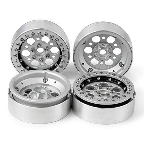 Aluminum Alloy 2.2" Beadlock Wheels Rims for 1/10th Scale RC Crawler Car -Pack of 4pcs (Silver)